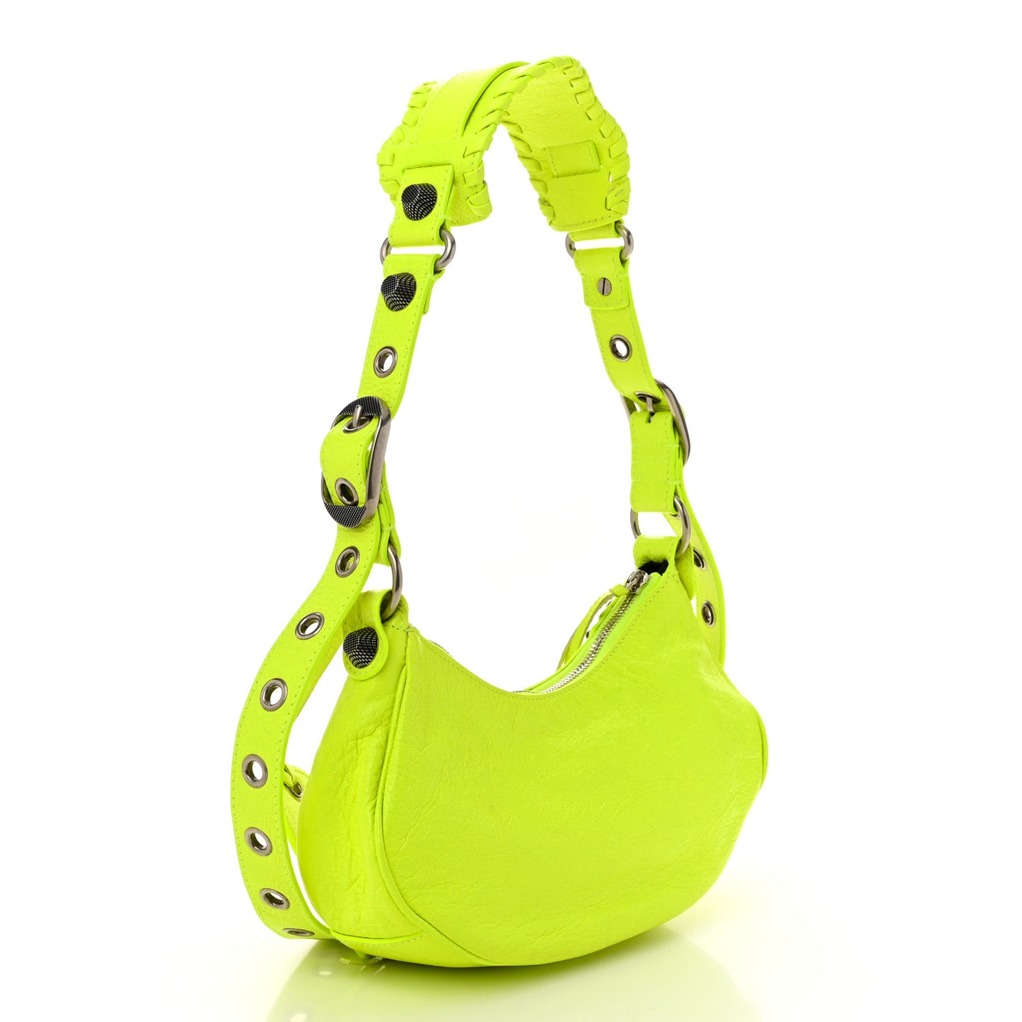 Agneau Arena Le Cagole Shoulder Bag XS Fluo Yellow