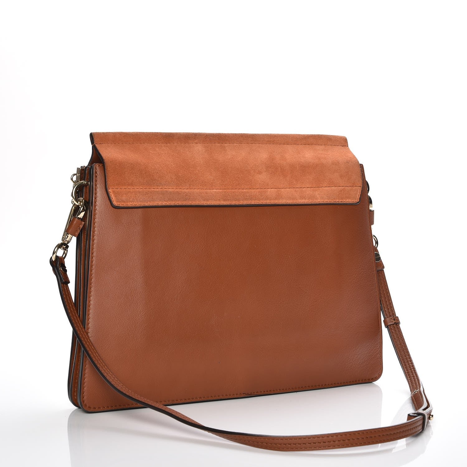 Chloe Suede Calfskin Medium Faye Shoulder Bag Tobacco 3 of 8