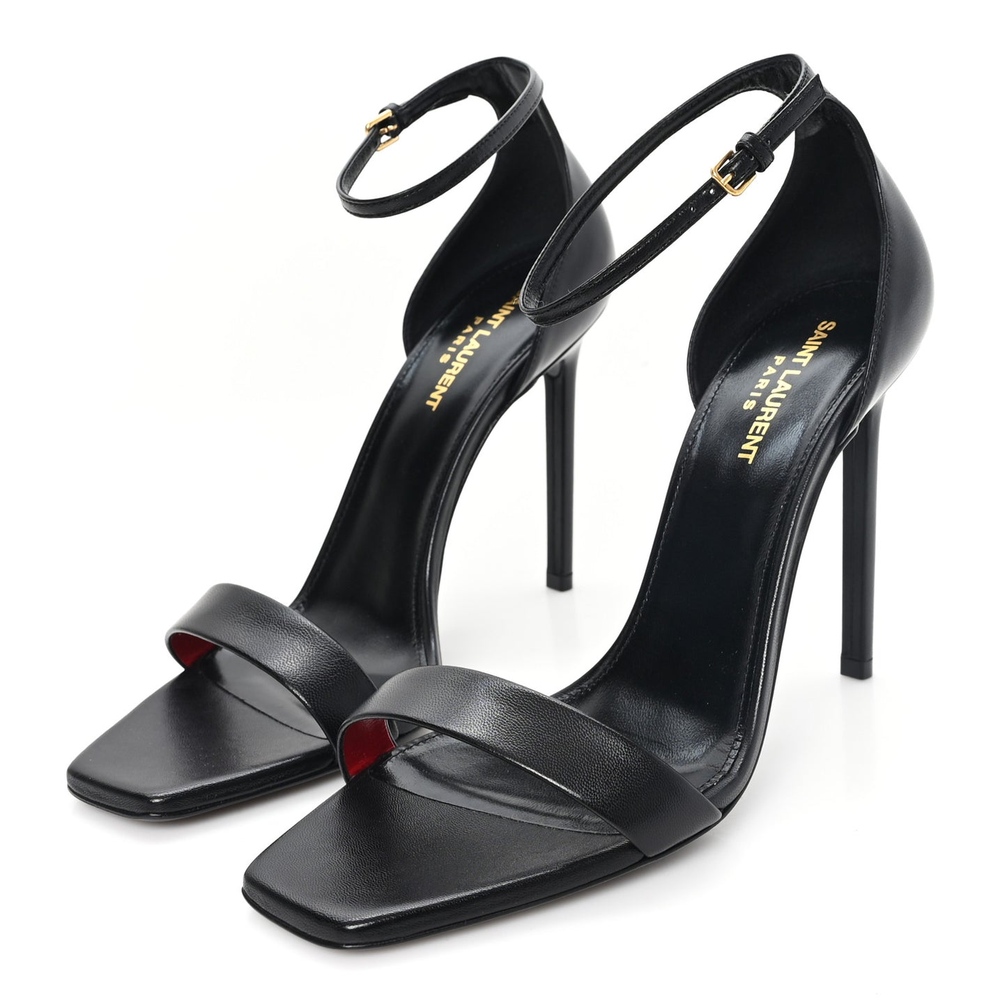 Calfskin Amber 105 Ankle Strap Sandals 40 Black