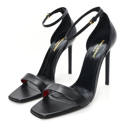 Saint Laurent Calfskin Amber 105 Ankle Strap Sandals 40 Black 4 of 10