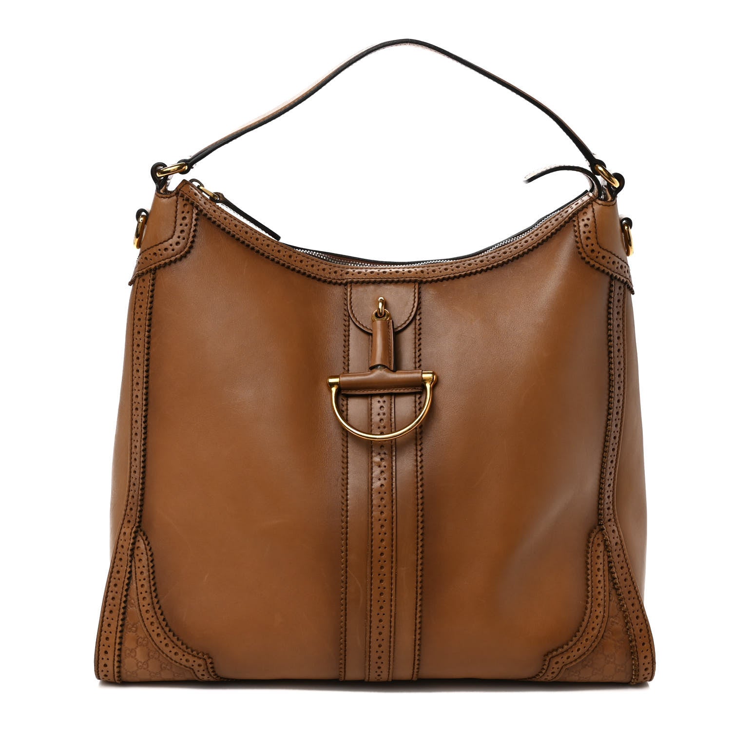 Gucci Calfskin Duilio Brogue Hobo Honey 1 of 12