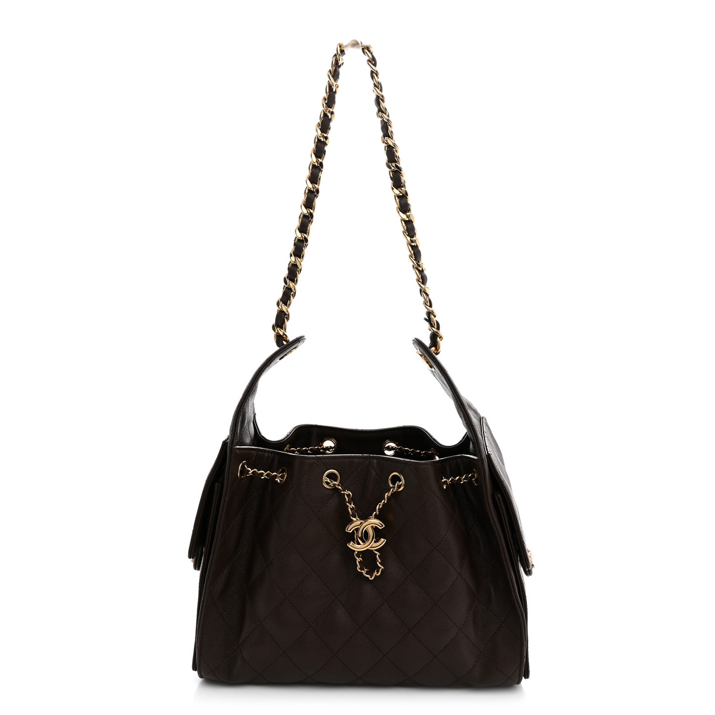 Caviar Quilted Small Chanel 25 Handbag Dark Brown