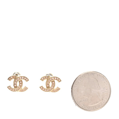 Chanel Crystal Timeless CC Earrings Gold Light Pink 2 of 4