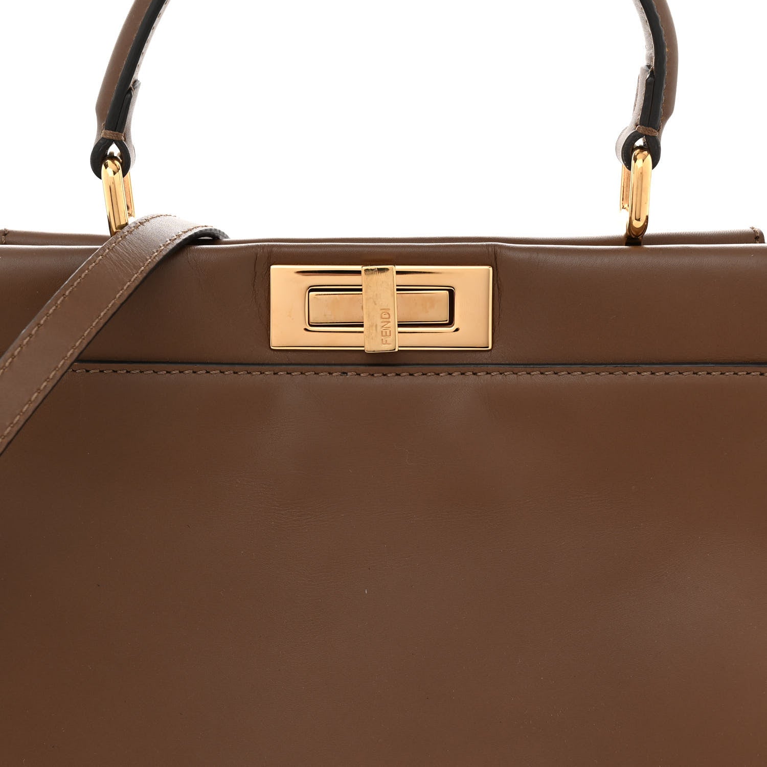 Fendi Vitello Morgan Fabric Jacquard Pequin Peekaboo Iconic Satchel Tobacco Black 8 of 13
