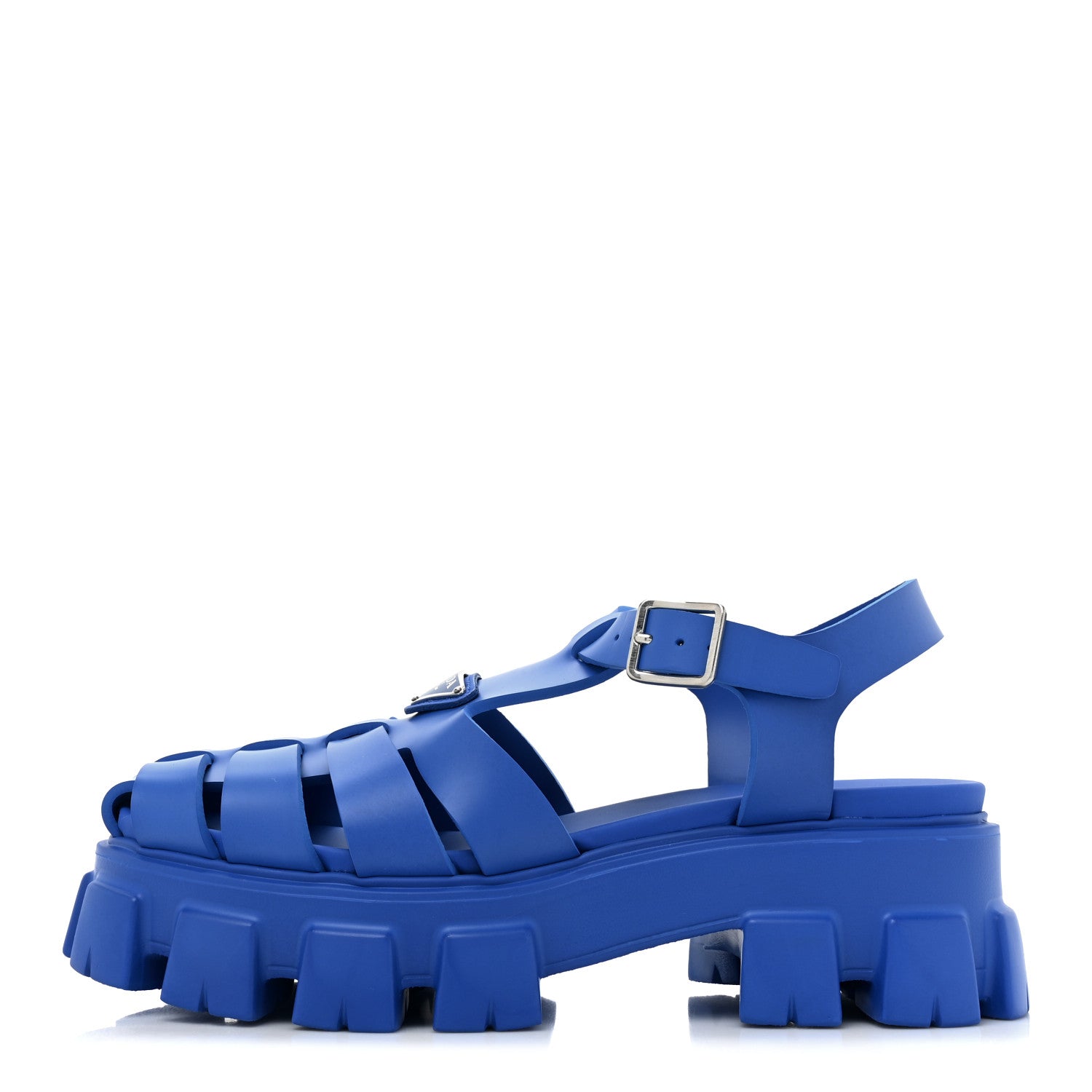 Prada Foam Rubber Metal Triangle Logo Mens Monolith 55mm Cage Sandals 9 Azzurro 1 of 9