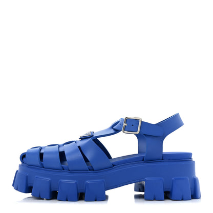 Prada Foam Rubber Metal Triangle Logo Mens Monolith 55mm Cage Sandals 9 Azzurro 1 of 9