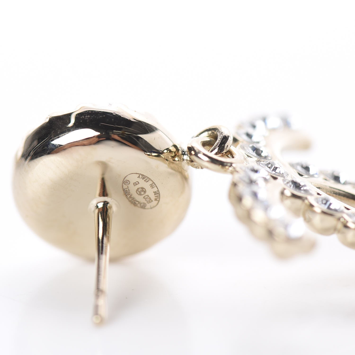 Chanel Crystal Pearl Bow-tiful CC Drop Earrings Gold 4 of 4