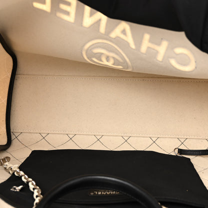 Chanel Wool Felt Calfskin Large Deauville Tote Black White 4 of 10