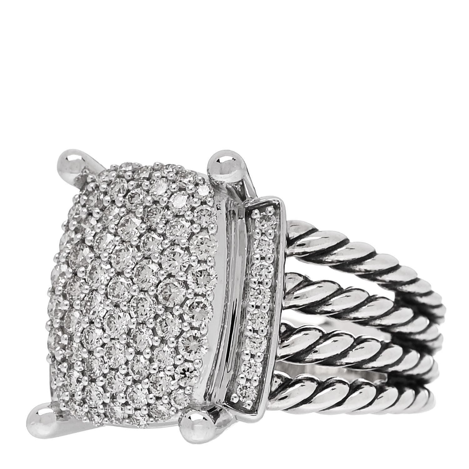 David Yurman Sterling Silver Diamond 16mm Wheaton Ring 57 8 3 of 6
