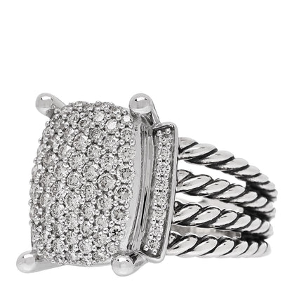 David Yurman Sterling Silver Diamond 16mm Wheaton Ring 57 8 3 of 6