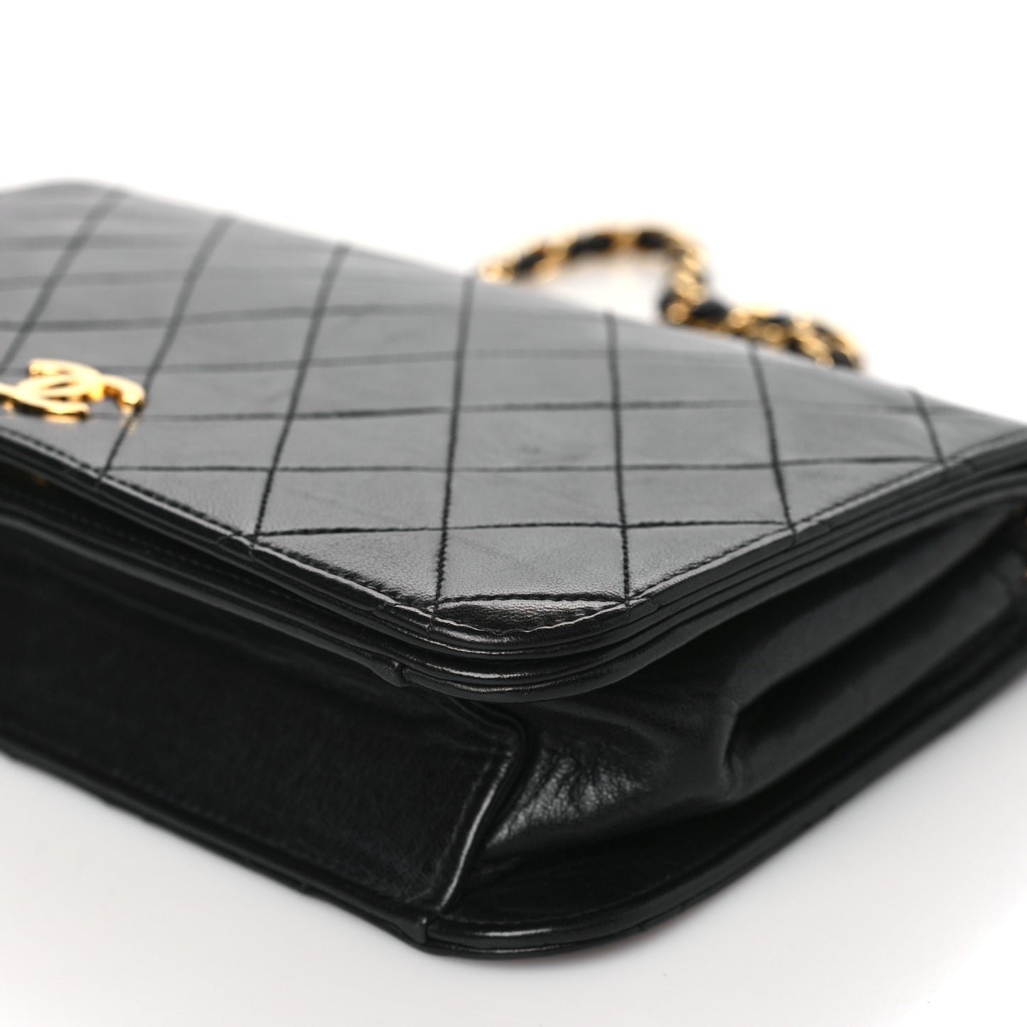 Lambskin Quilted Small Single Flap Black