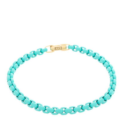 David Yurman Stainless Steel 14K Yellow Gold Acrylic Bel Aire 4mm Chain Bracelet Turquoise 1 of 3