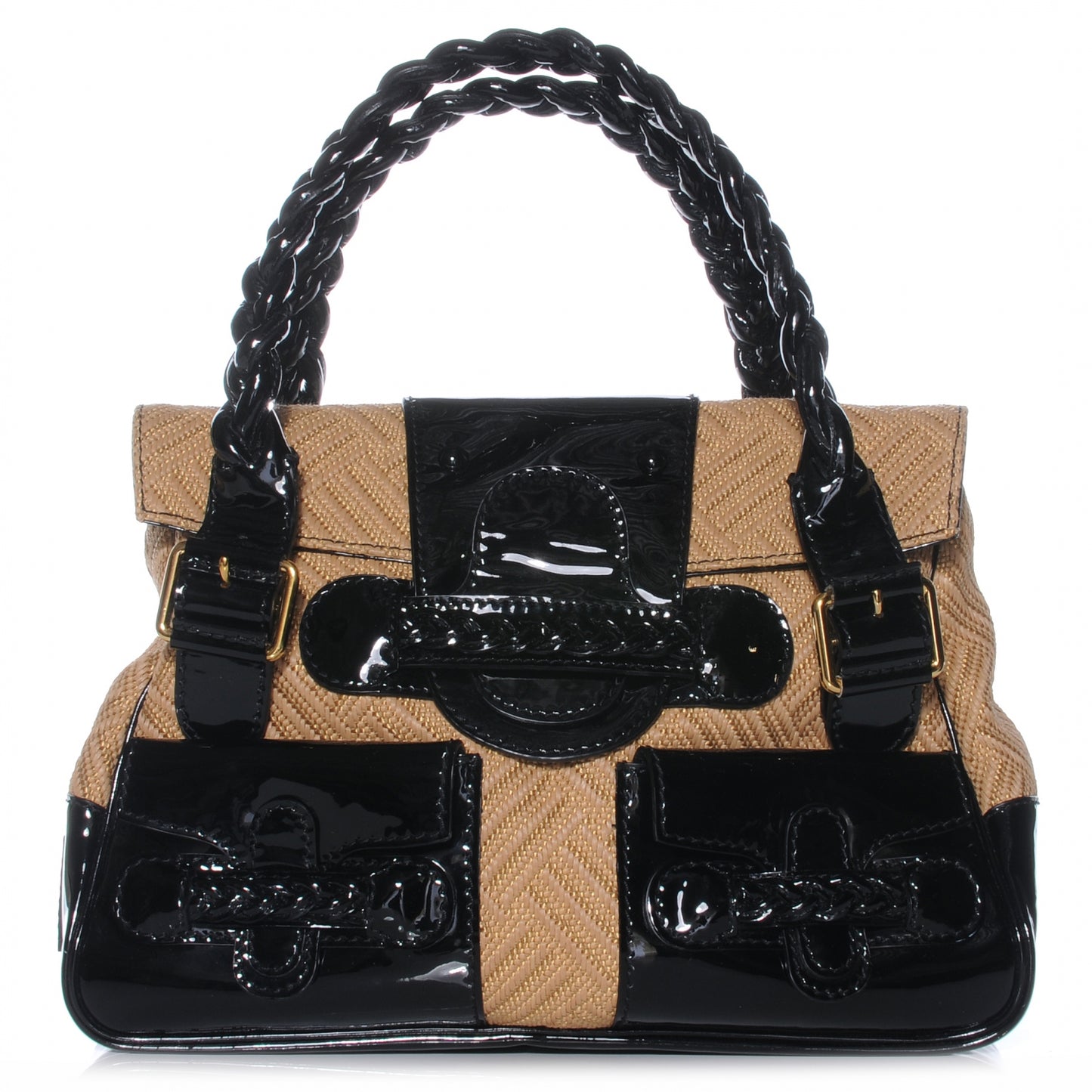Woven Straw Patent Histoire Black