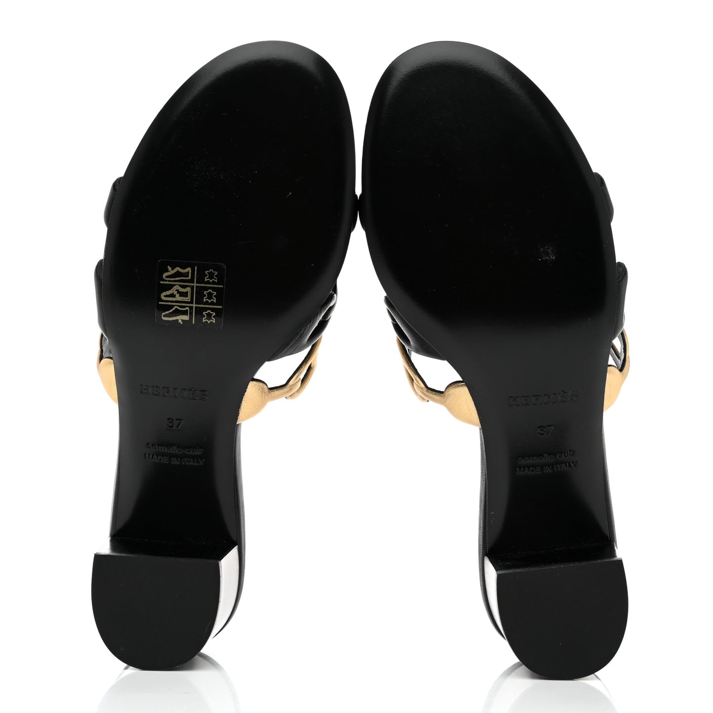 Metallic Nappa Tandem Sandals 37 Black Dore