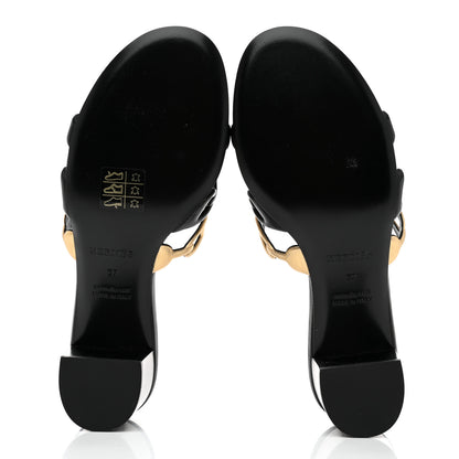 Hermes Metallic Nappa Tandem Sandals 37 Black Dore 5 of 9