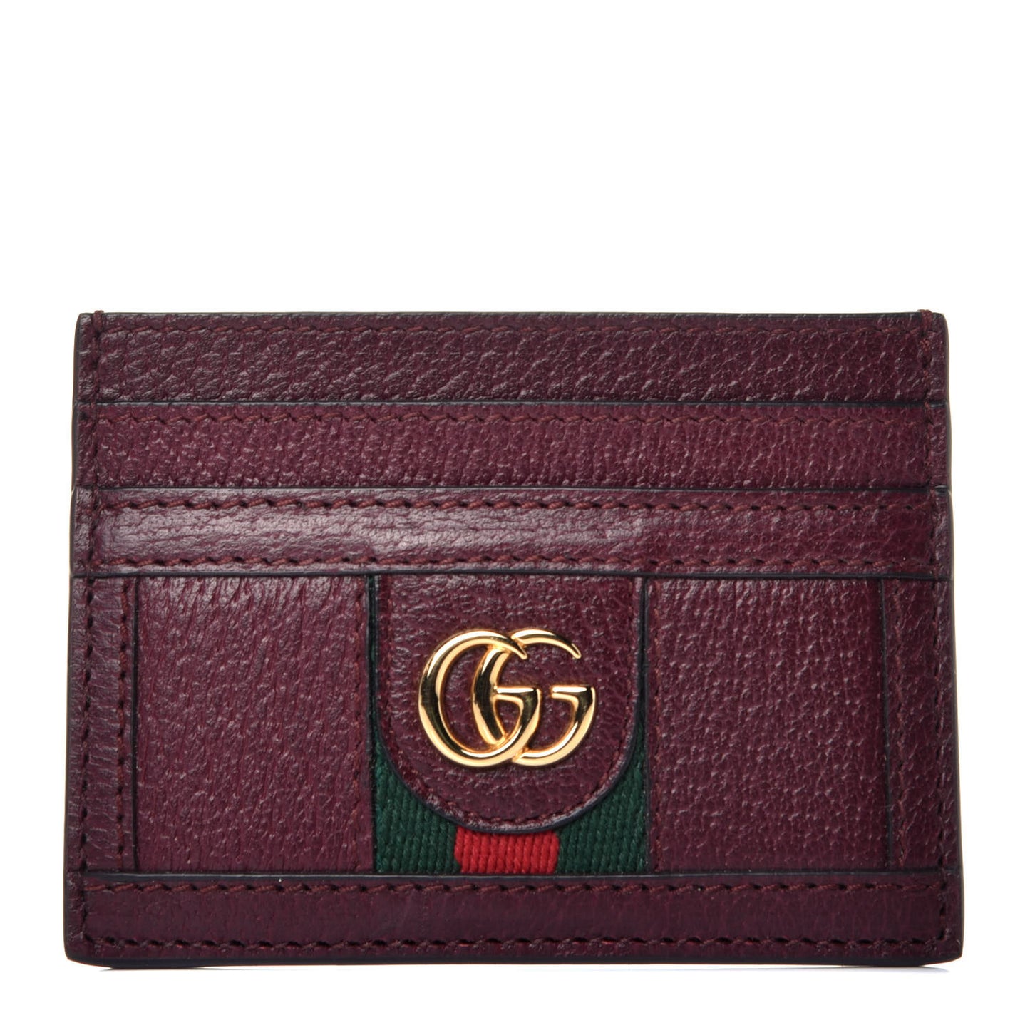 Calfskin Web GG Ophidia Card Holder Vintage Bordeaux