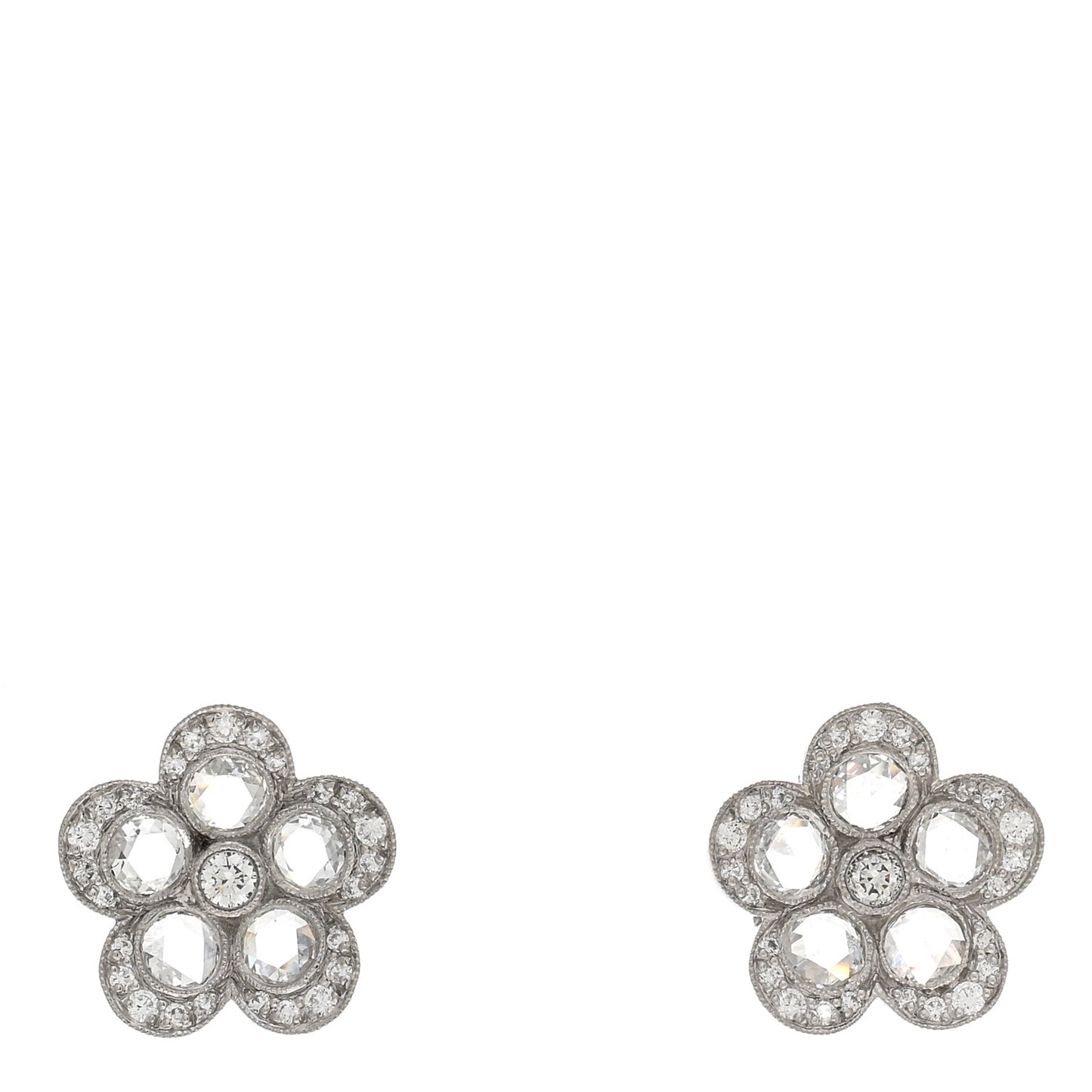 Platinum Diamond Enchant Flower Stud Earrings
