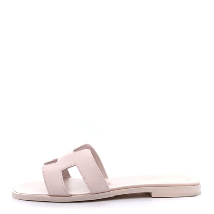 Hermes Box Calfskin Oran Sandals 37 Rose Pale 1 of 8