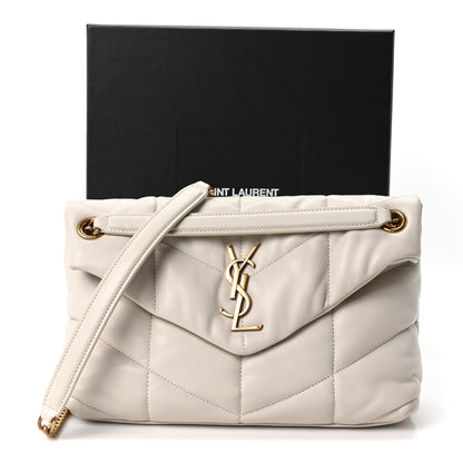 Saint Laurent Lambskin Quilted Small Loulou Puffer Monogram Chain Satchel Blanc Vintage 11 of 11