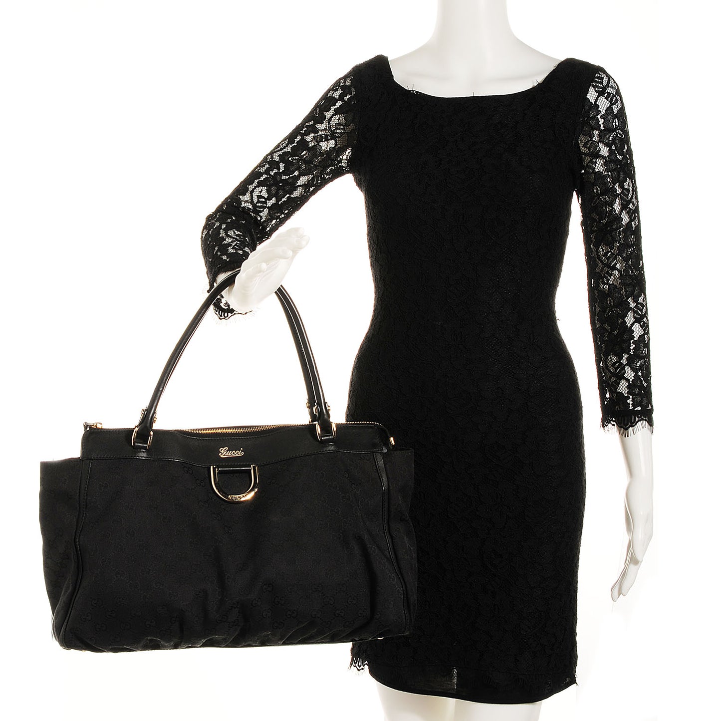 Monogram D Gold Tote Black