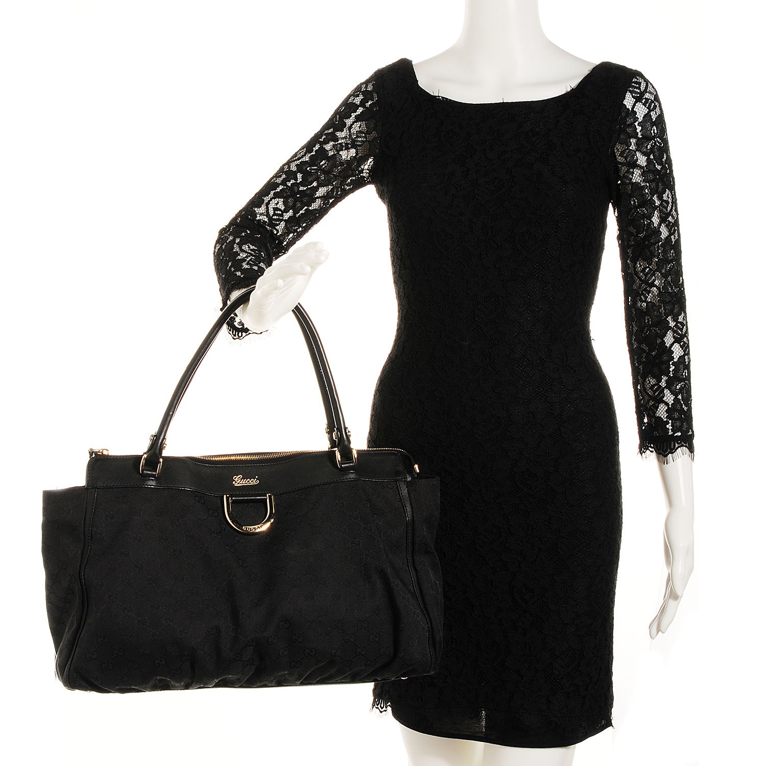 Gucci Monogram D Gold Tote Black 2 of 7