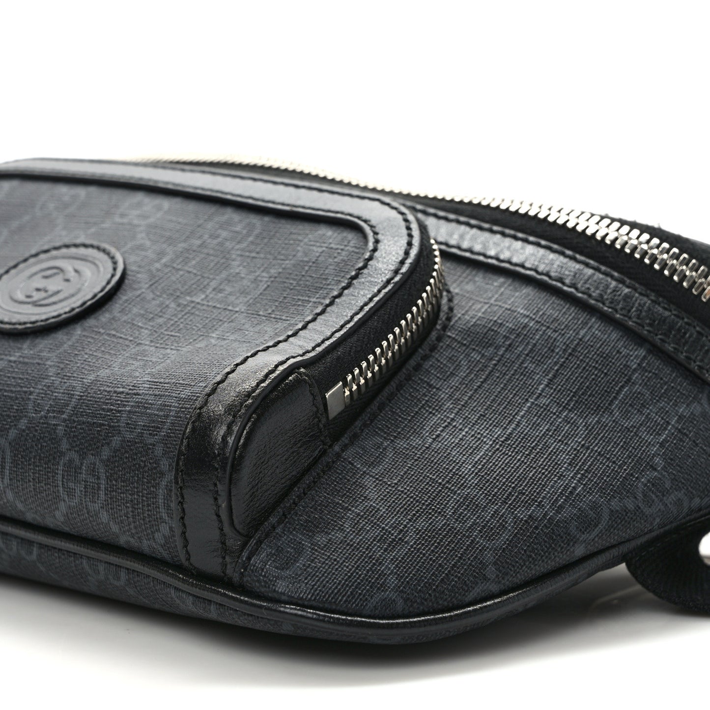 GG Supreme Monogram Textured Calfskin Retro Interlocking G Belt Bag Black