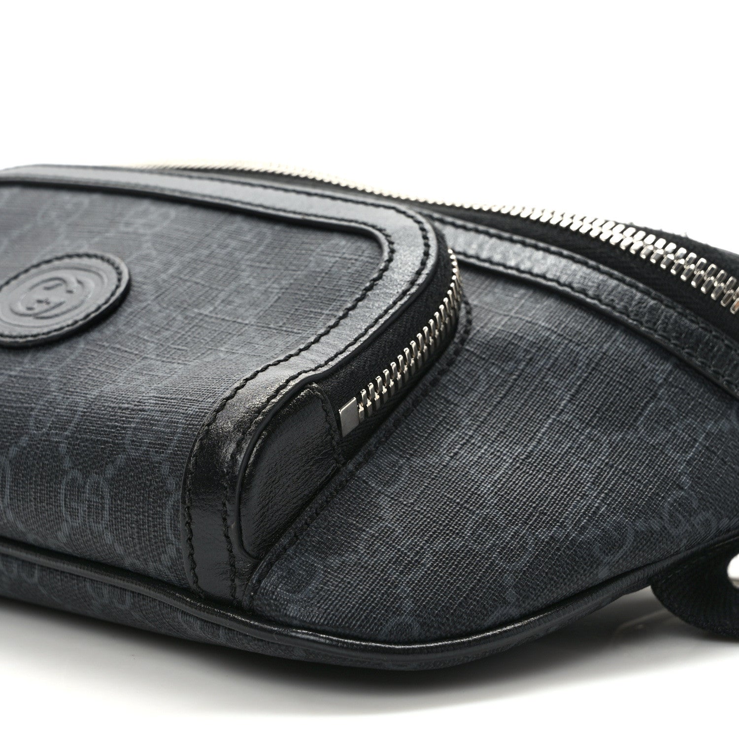 Gucci GG Supreme Monogram Textured Calfskin Retro Interlocking G Belt Bag Black 8 of 8