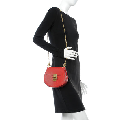 Chloe Grained Lambskin Mini Drew Shoulder Bag Plaid Red 2 of 7