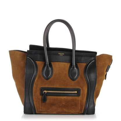 Celine Smooth Calfskin Suede Mini Bi-Color Luggage Black Olive 1 of 12