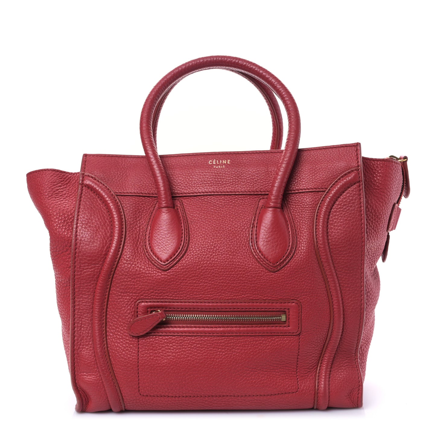Drummed Calfskin Mini Luggage Red