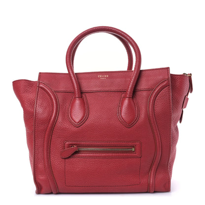 Celine Drummed Calfskin Mini Luggage Red 1 of 8