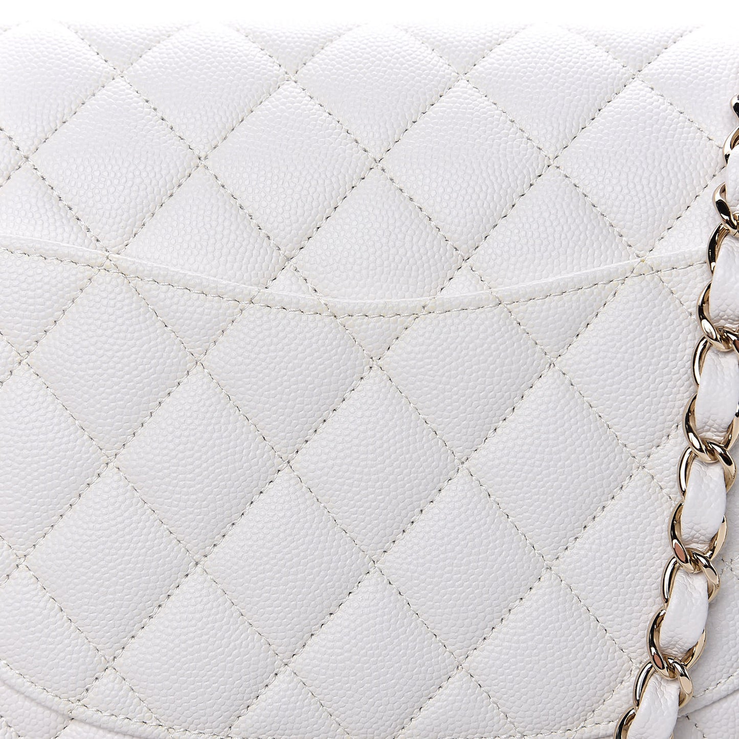 Caviar Quilted Medium Double Flap White