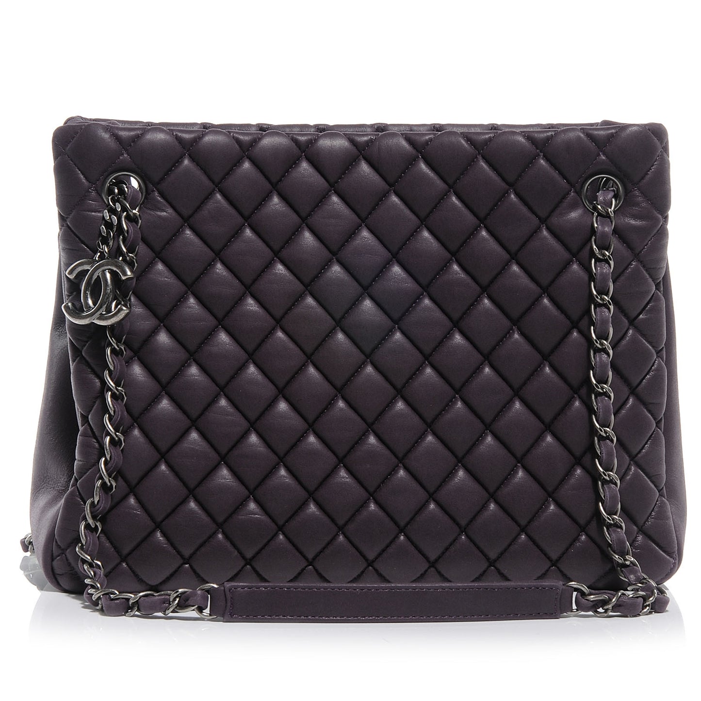 Iridescent Calfskin New Bubble Quilt Small Tote Plum