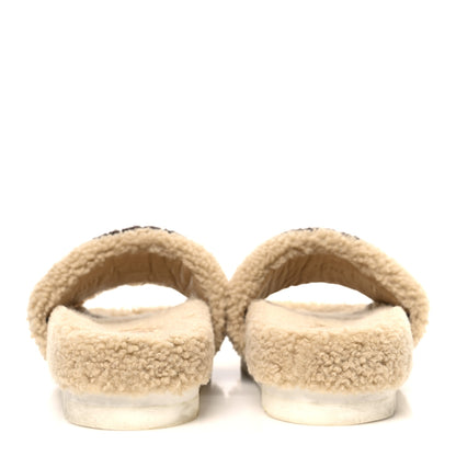 Gucci Shearling Womens Eileen Slide Sandals 37 Cocoa Butterscotch 6 of 10
