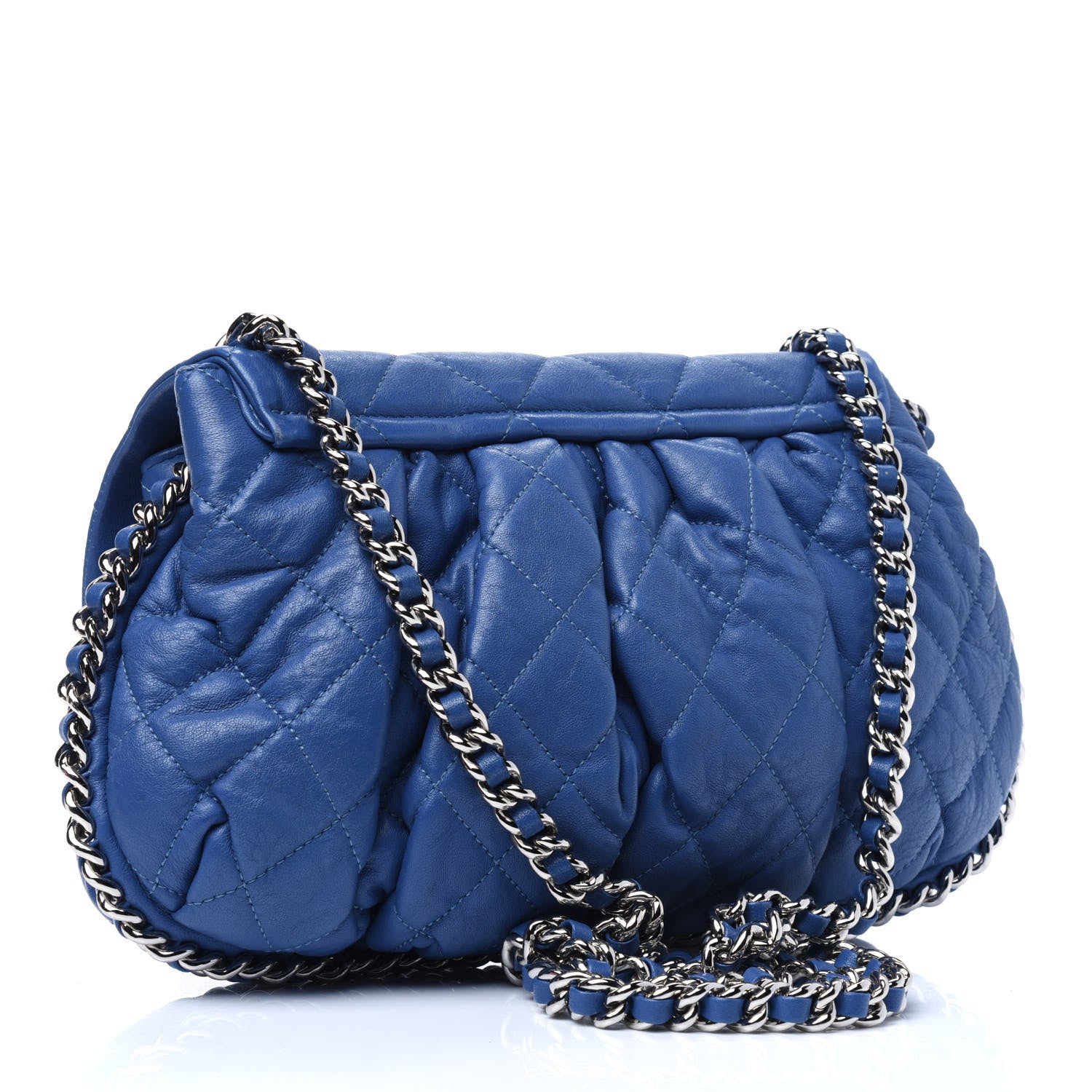 Chanel Washed Lambskin Quilted Medium Chain Around Messenger Blue 4 of 33