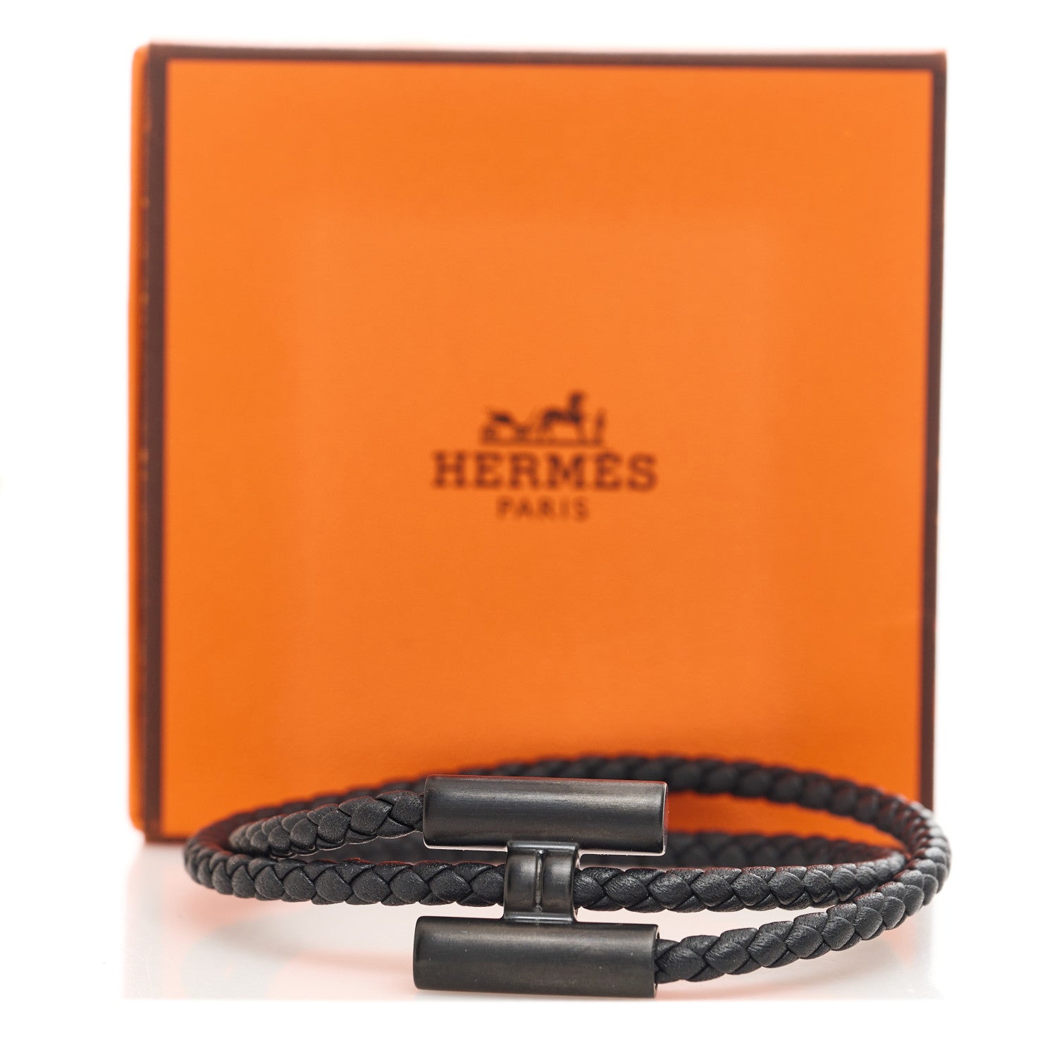 Hermes Swift Double Wrap Cord Tournis Tresse Bracelet Black 5 of 5