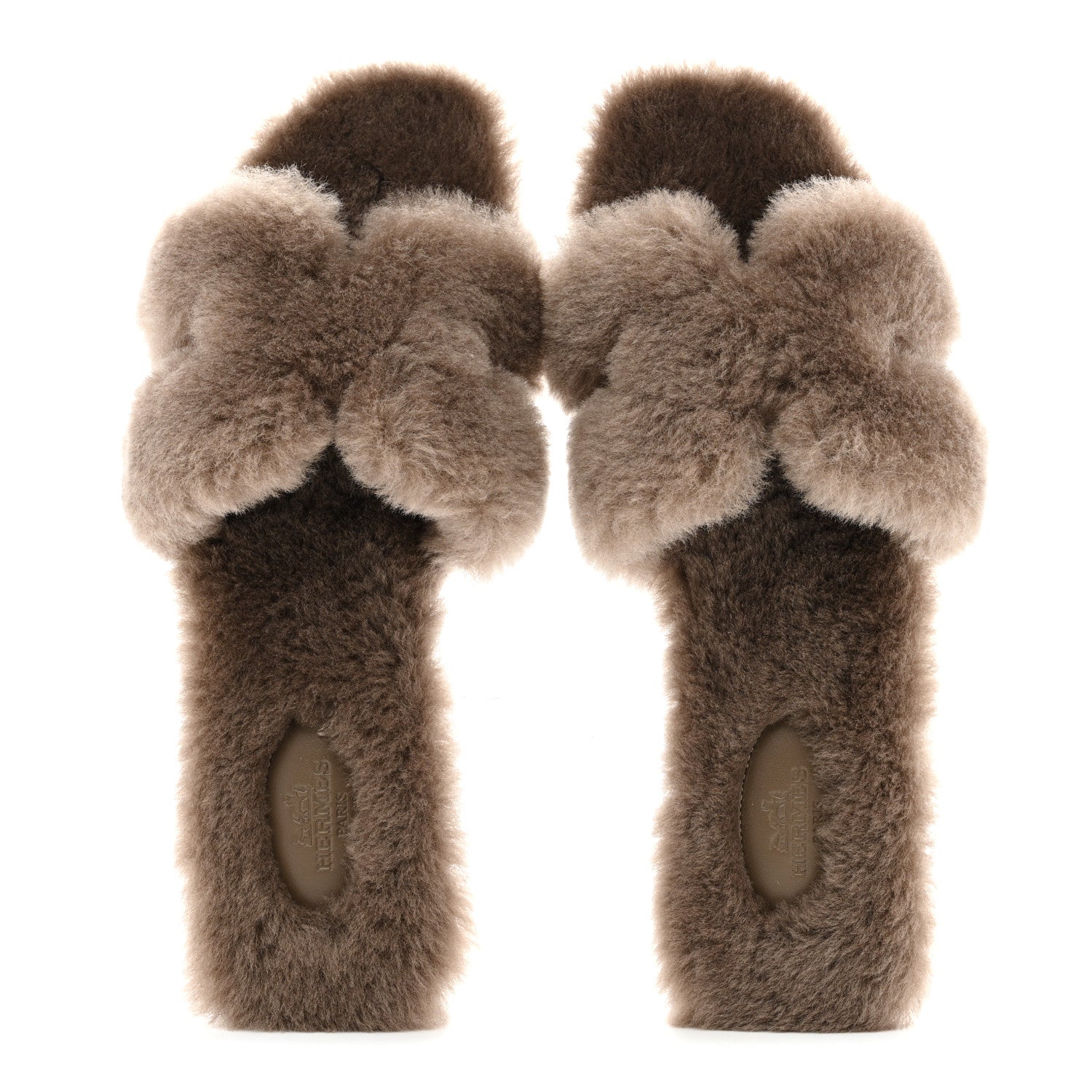 Hermes Woolskin Oran Sandals 40 Etoupe 2 of 8