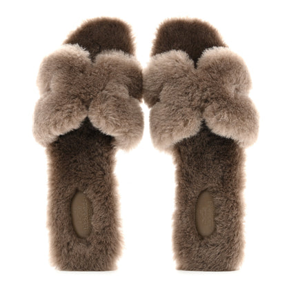 Hermes Woolskin Oran Sandals 40 Etoupe 2 of 8