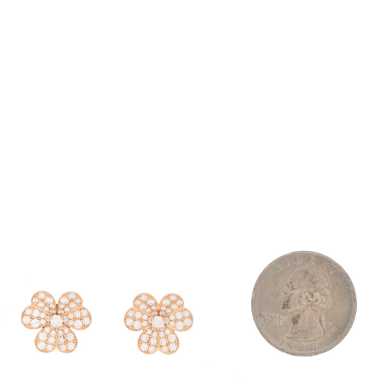Van Cleef & Arpels 18K Rose Gold Diamond Small Frivole Pave Earrings 2 of 5
