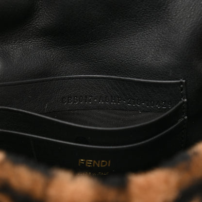 Fendi Shearling Vitello Dolce Macro FF 1974 Mini Baguette Tobacco Black 7 of 8