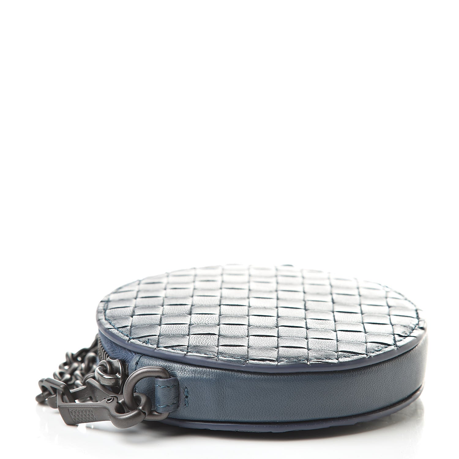 Bottega Veneta Nappa Intrecciato Round Coin Pouch Key Ring Denim 4 of 6