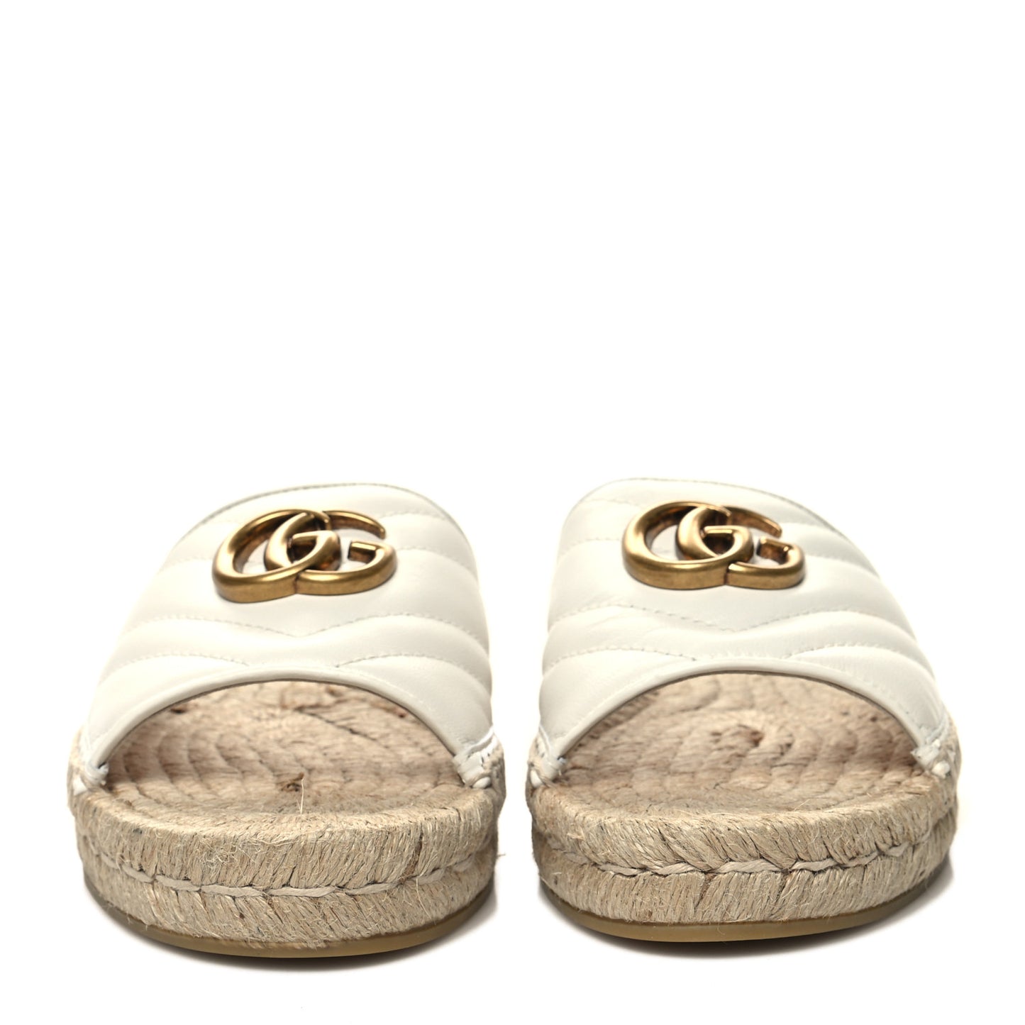 Nappa Matelasse GG Marmont Espadrille Slide Sandals 35 Great White