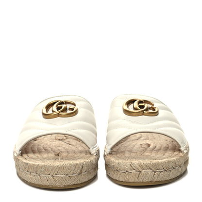 Gucci Nappa Matelasse GG Marmont Espadrille Slide Sandals 35 Great White 2 of 11