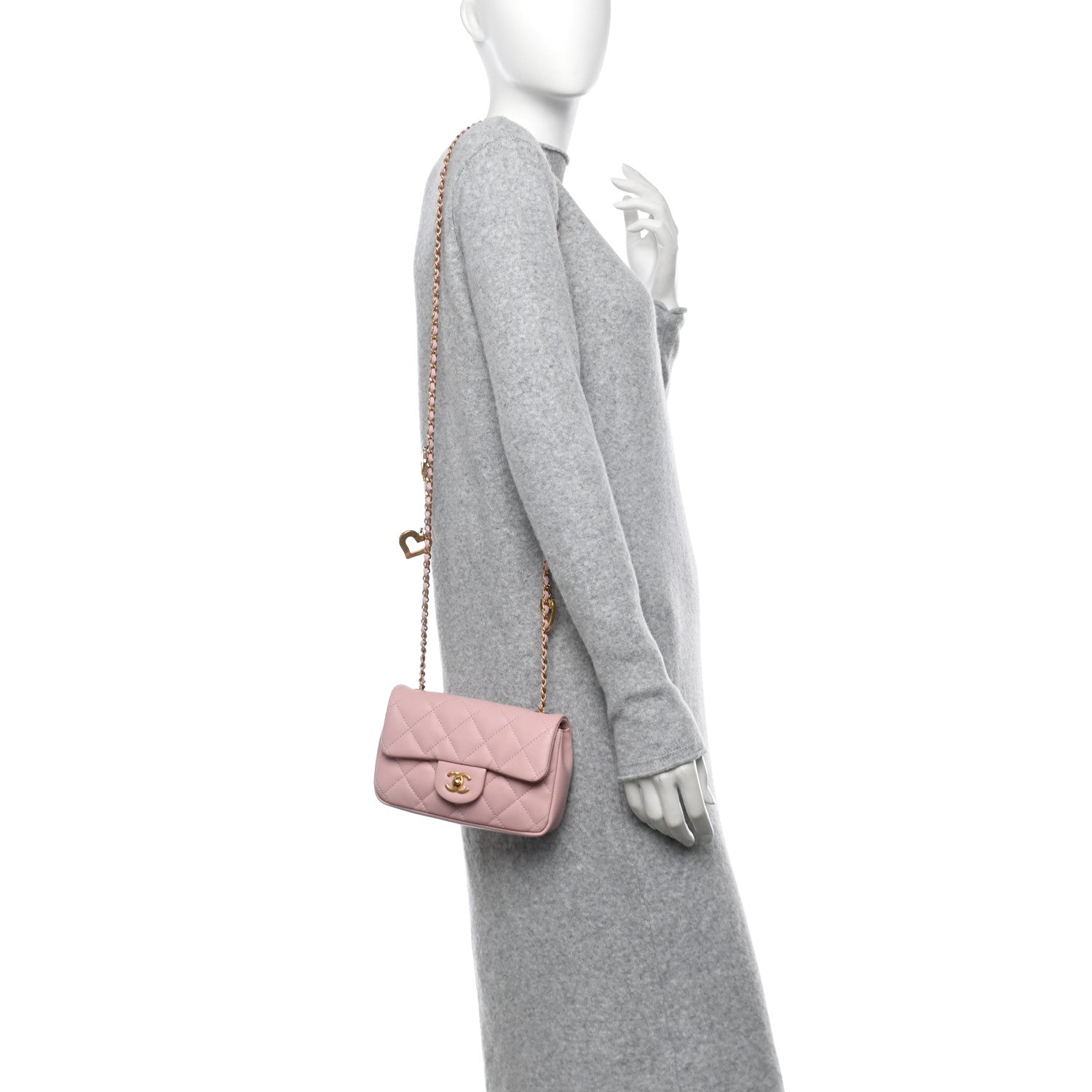 Chanel Lambskin Quilted Mini Heart Charms Flap Light Pink 2 of 10