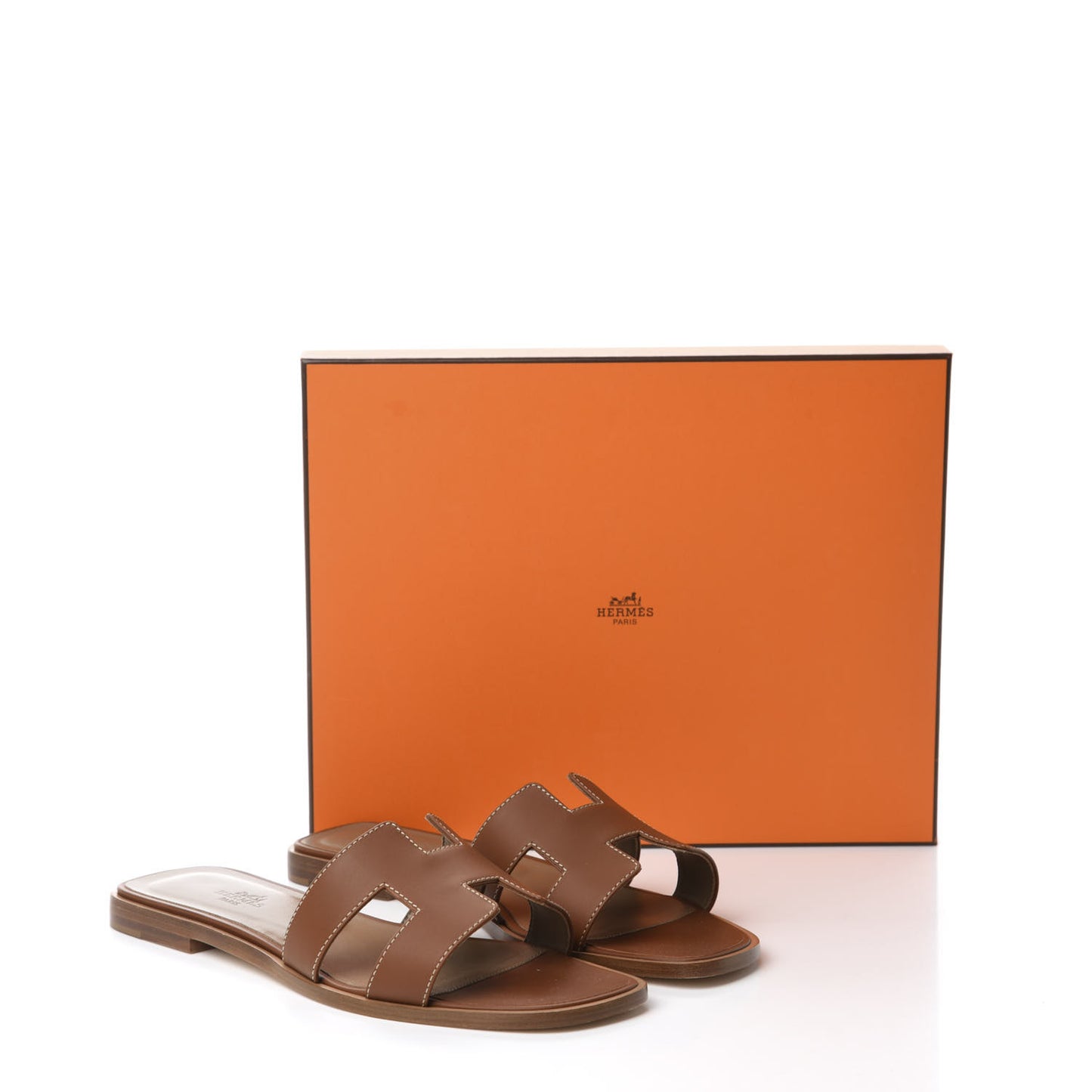 Box Calfskin Oran Sandals 38.5 Gold