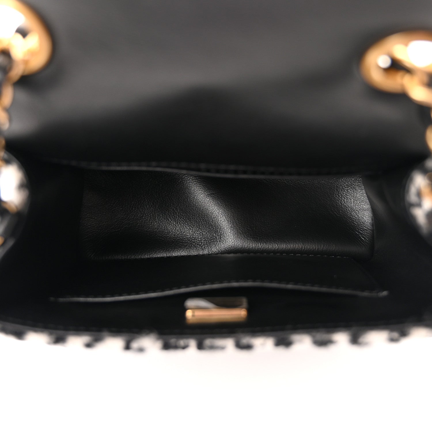 Chanel Tweed Houndstooth Quilted Mini Square Flap White Black 5 of 11