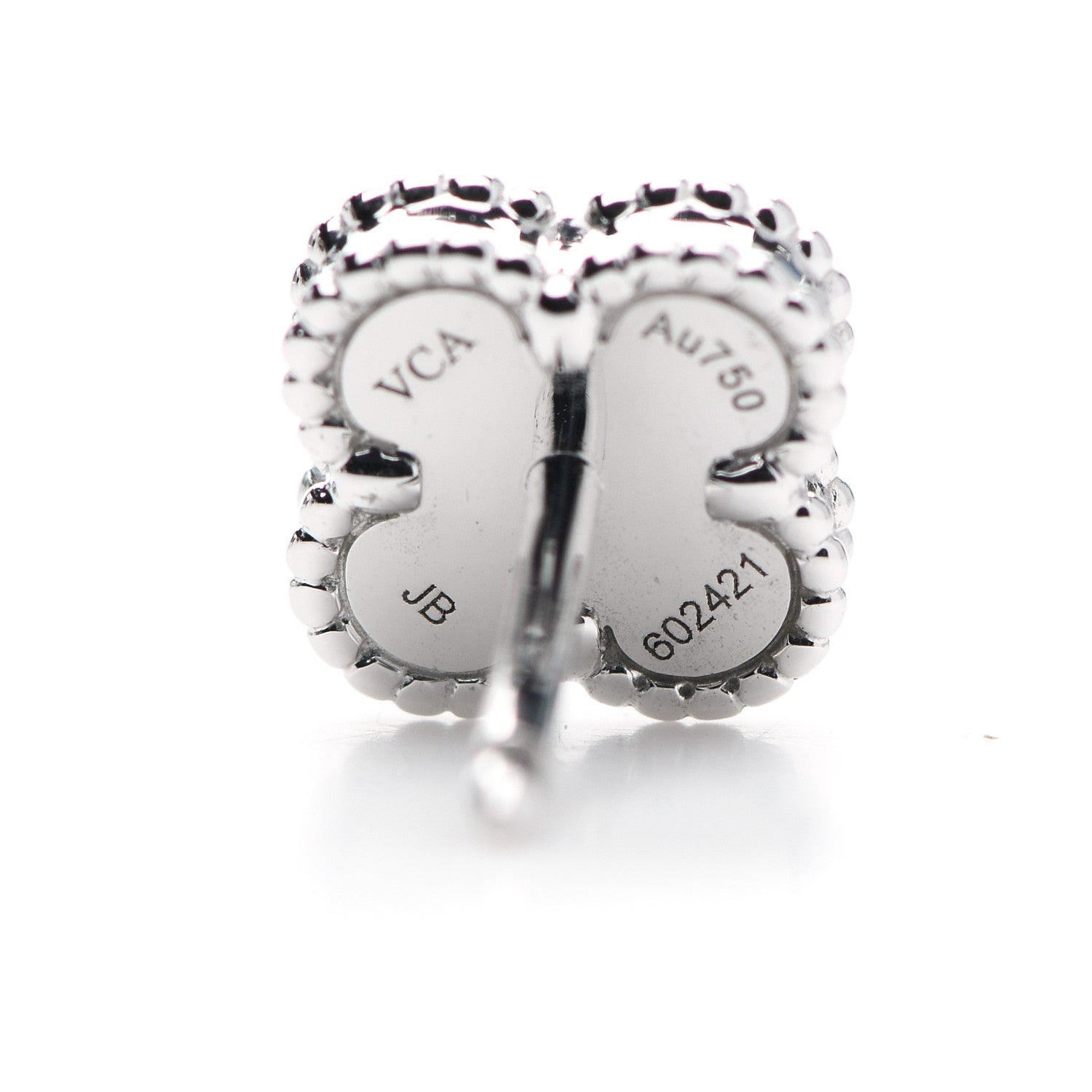 Van Cleef & Arpels 18K White Gold Mother of Pearl Sweet Alhambra Earrings 5 of 6