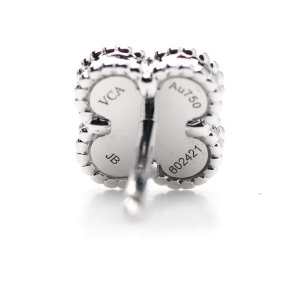 Van Cleef & Arpels 18K White Gold Mother of Pearl Sweet Alhambra Earrings 5 of 6