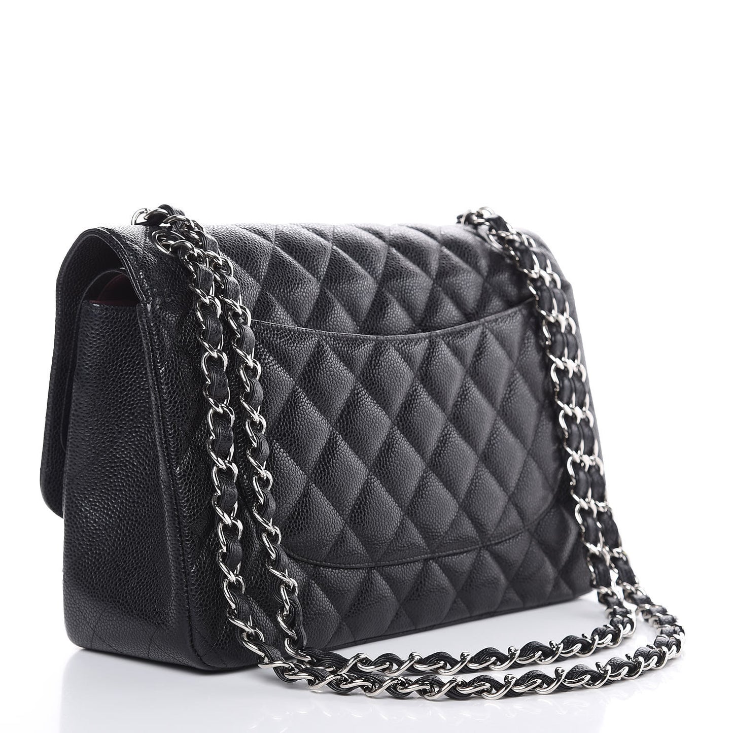 Caviar Quilted Jumbo Double Flap Black