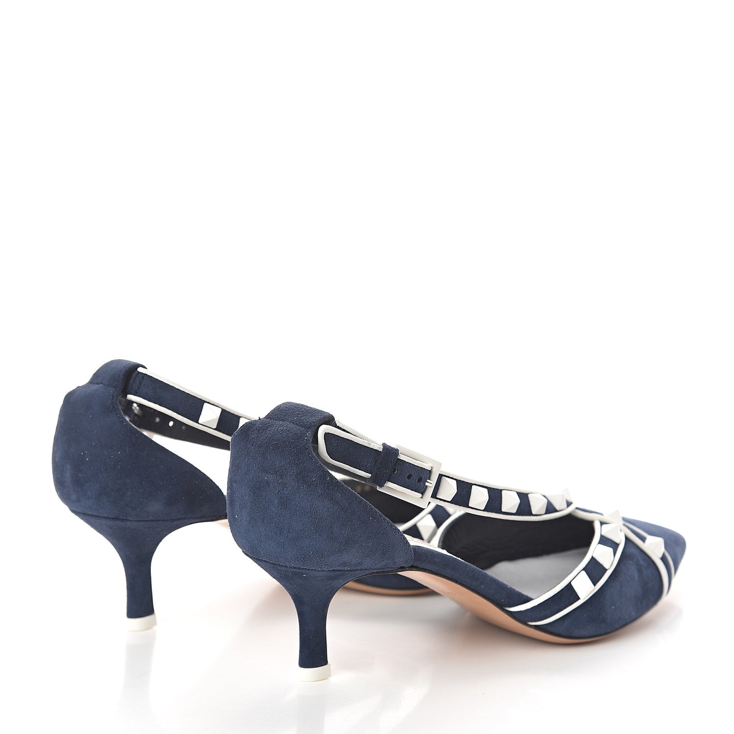Suede Free Rockstud Cross Strap D'Orsay 55mm Pumps 35.5 Marine Optic White
